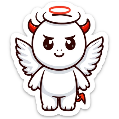 devil with angel halo sticker