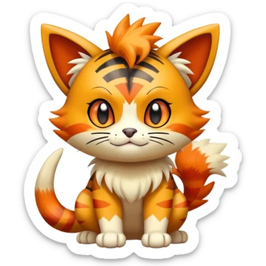 Shiny Cute Adorable Meowth-Litten-Littleo-Growlithe-Hybrid-Creature with pattern-markings sticker