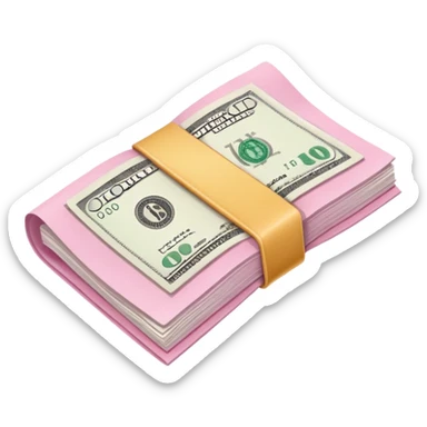 a pink piece of cash sticker