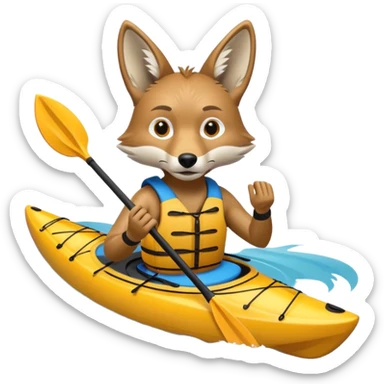 Humanoid coyote kayaking sticker