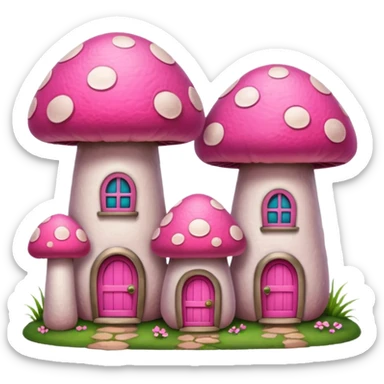 pink mushroom houses sticker