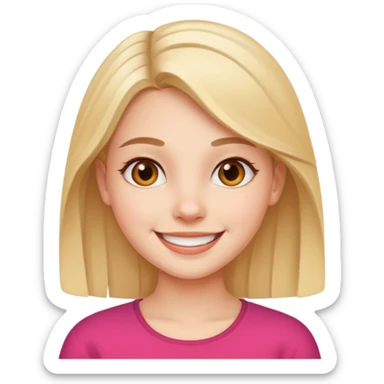 create the head okf the young pretty gitl in ios style smiling sticker