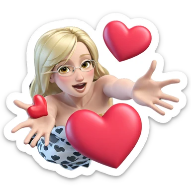 blonde girl in heart dress sticker
