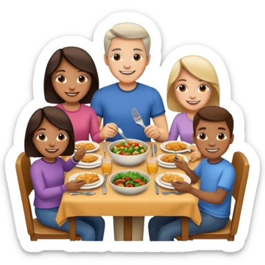 family having dinner sticker