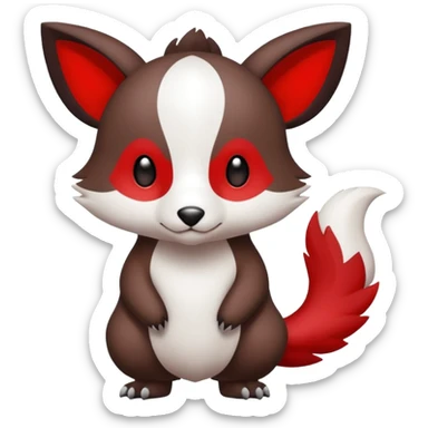 Cute cool white red dark-brown animal hybrid Fakemon full body sticker