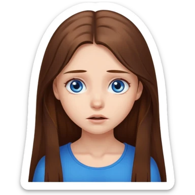 beautiful girl long brown hair , blue eyes begging sticker