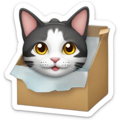 Een kat in een doosje sticker