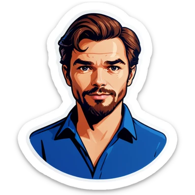 blue shirt solo portrait sticker