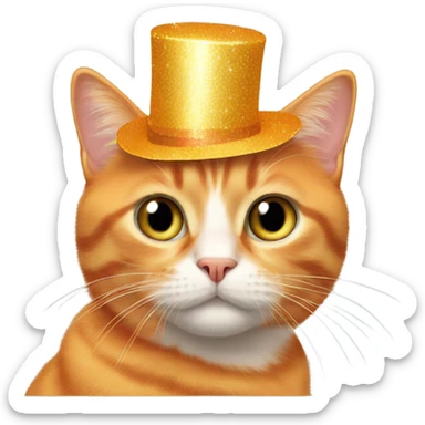 Orange cat wearing a new years headband  sticker