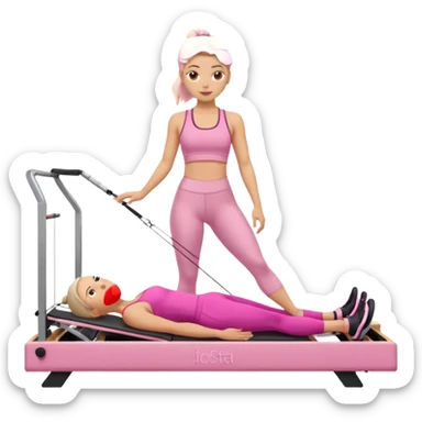 pilates reformer girl with pink set sticker