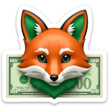 make 100 dollar bill with a fox head silhouette  sticker