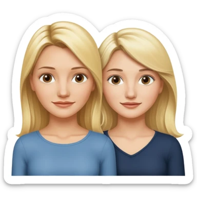 i want an emoji with 2 longue hair blonde girls like the movie "the holiday" They are not touching each other. One is Cameron Diaz, the tother Kate Winslet. sticker