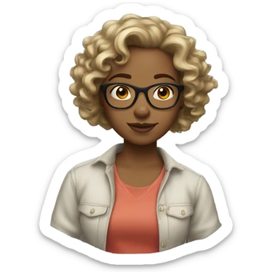 girl with medium curly dirty blond hair not long with glasses  sticker