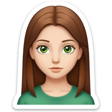 Girl with brown straight hair and green eyes sticker