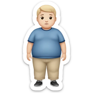 standing fat boy kid, simple and friendly sticker