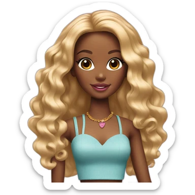 Black Girl Barbie with Long Hair sticker