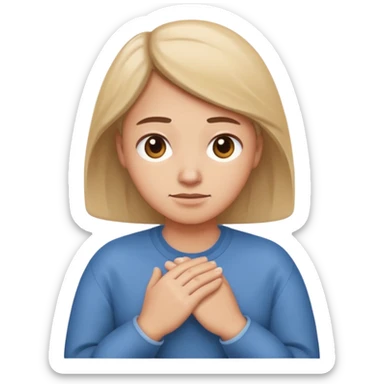 person with worried look, gentle shrug, subtle smile, stress about the future but acceptance and going with the flow, Apple iMessage emoji style sticker