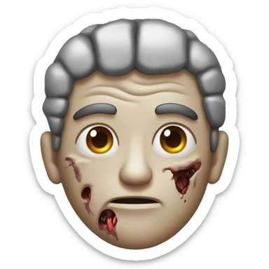 half man half zombie with a brain sticker