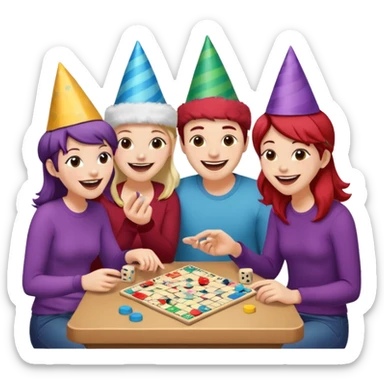 Four friends playing board game sticker
