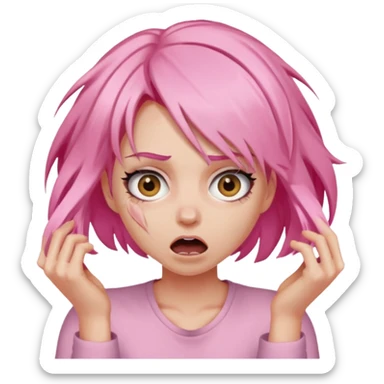 Manic ripping hair out female pink sticker