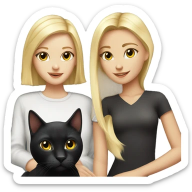 Black cat and blond girl sticker