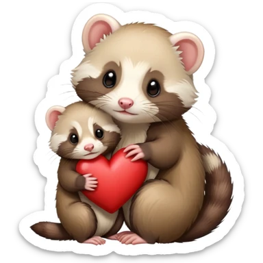 Ferret hugging a ferret is heart sticker
