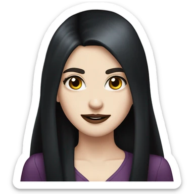 white girl black hair tuck behind ears vampire  sticker