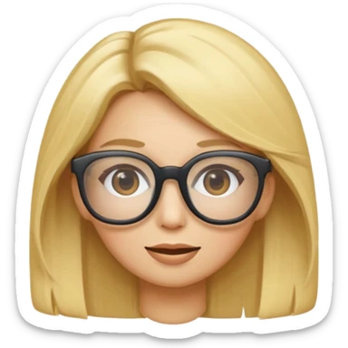 je voudrai un emoji d'une maman blonde avec des lunettes et de sa fille aux cheveux longs et blonds avec des lunettes sticker