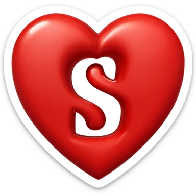 Love heart in red color and center s letter only sticker