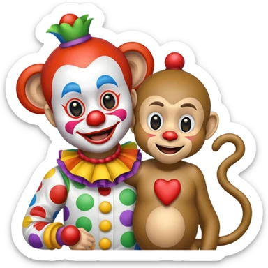 Una payasa y un mono juntos  sticker