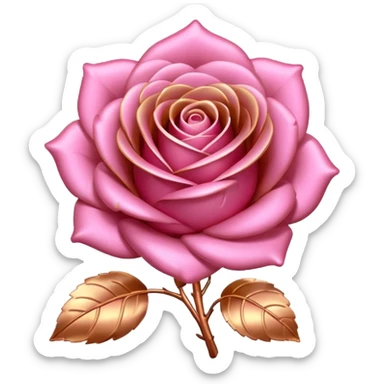 rose gold rose, shiny metallic pink-gold, simple and expressive emoji sticker