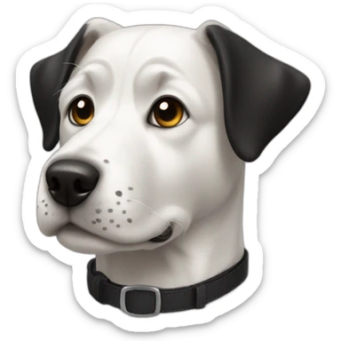 white dog with black in the face mixed like border ollie with short hair sticker