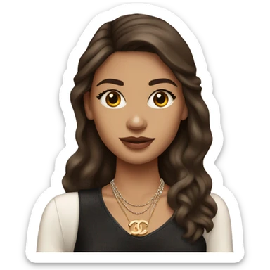 Dark brown hair light skin girl with Birkin bag and Chanel necklace sticker