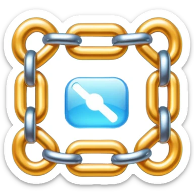 Apple iOS emoji style glowing chain link, glossy 3D, soft lighting, clean gradient background, ultra realistic sticker
