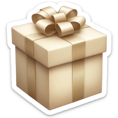 beige gift box white bow ribbon sticker