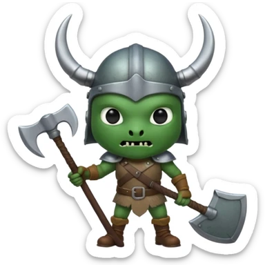 scary looking ant holding a viking axe and wearing a military helmet sticker