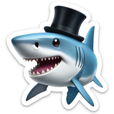 Shark with a top hat sticker