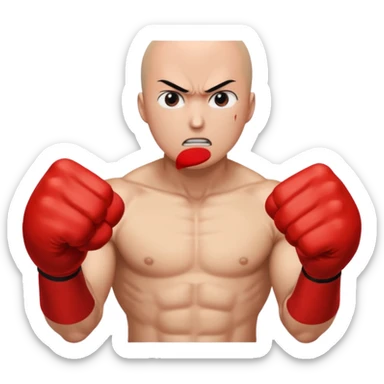 Angry Saitama with his red giant hand punching (just punch), no-face sticker