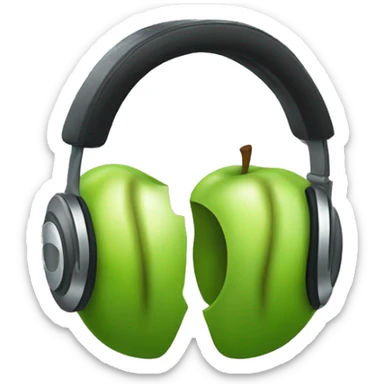 green apple headphones  sticker
