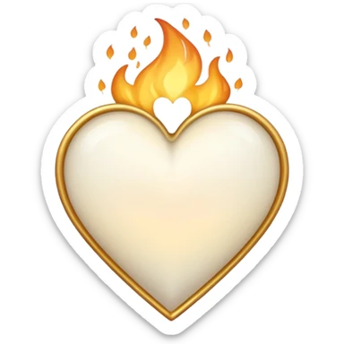 “Cute custom emoji of a glowing white heart wrapped in a soft golden flame, romantic, warm, minimal style, smooth gradient, sticker design, transparent background.” sticker