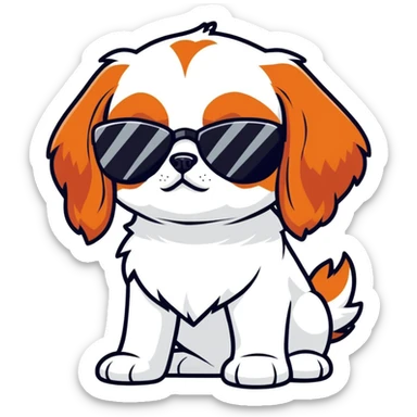 Tricolor cavalier with sunglasses  sticker