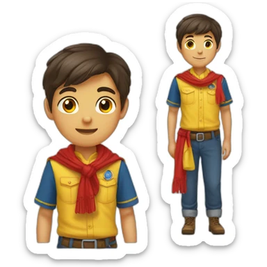 Scout boy with a RED ans YELLOW knotted scarf ans à blue scout shirt sticker