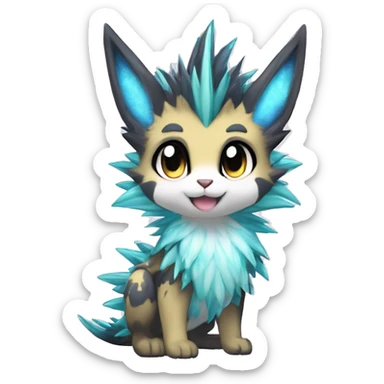 Anthro Scalie Spiky Cool Edgy Magical Shiny Colorful Pastel Sparkle Anime-style Chibi Fantasy-Animal-Fakémon-Pokémon-Hybrid Fur Sona Aesthetic Full Body sticker