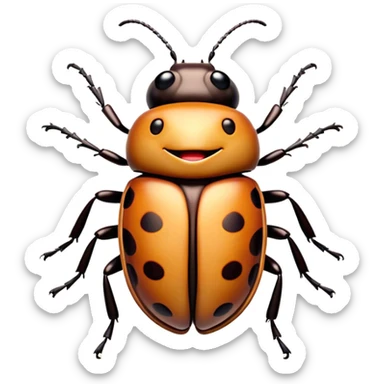 Cinematic Cheeky Beetle Portrait Emoji, Head tilted dramatically with an exaggeratedly shocked expression, featuring a compact, shiny body with wide, comically expressive eyes full of playful disbelief and subtly animated, ornate patterns, Simplified yet hilariously expressive features, highly detailed, glowing with a slightly sassy reflective glow, high shine, dramatic yet playful, stylized with an air of cheeky insect mischief, soft glowing outline, capturing the essence of a meme-worthy beetle that looks ready to scurry its way into viral fame! sticker