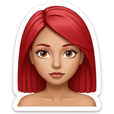 Latina with straight hair with red hightlights and eyelashes sticker
