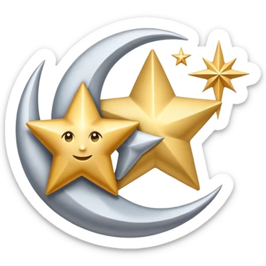 Star and moon intertwined sticker