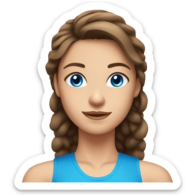 Girl at the gym, brown hair and bright blue eyes  sticker