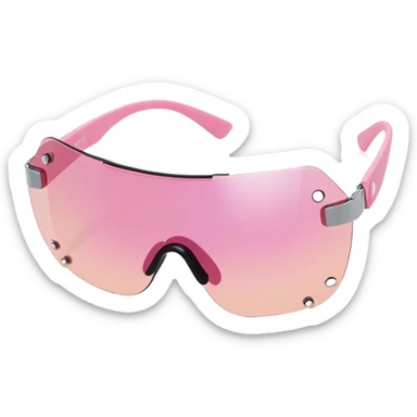 Y2K style frameless visor sunglasses with pink tint, one-piece shield lens sticker