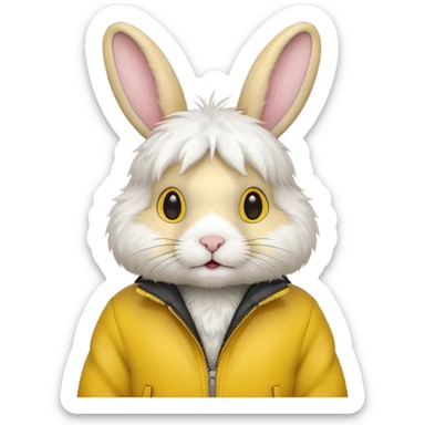 rabbit with yellow jacket sticker