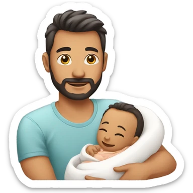 father and a newborn sticker